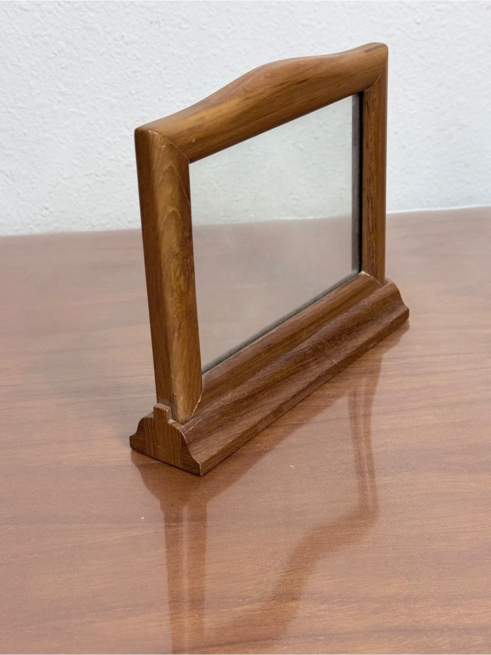Vintage Teak Double-Sided Wood Freestanding 4x6 Picture Frame